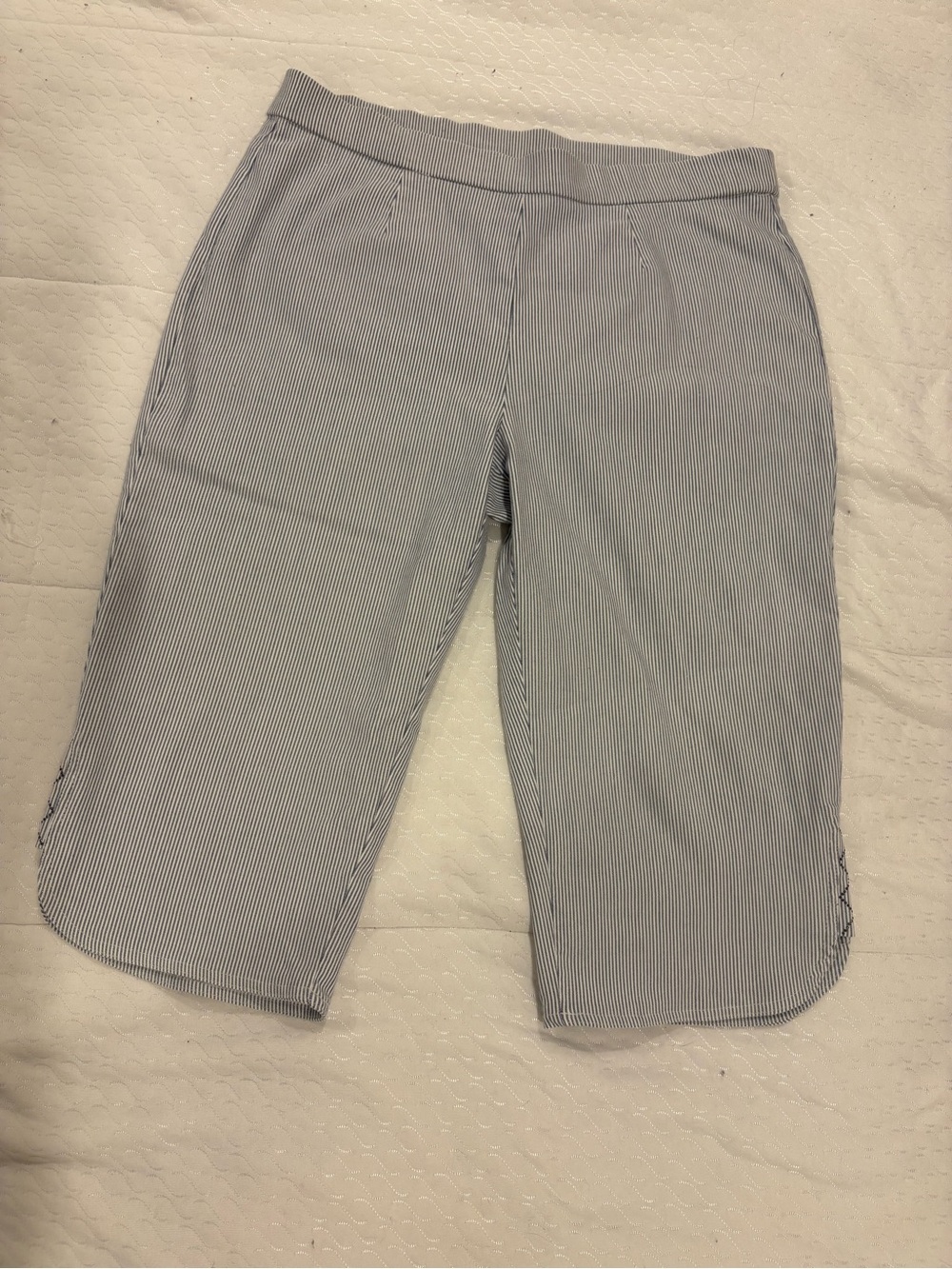 Women’s Light Blue Pinstripe Capris
